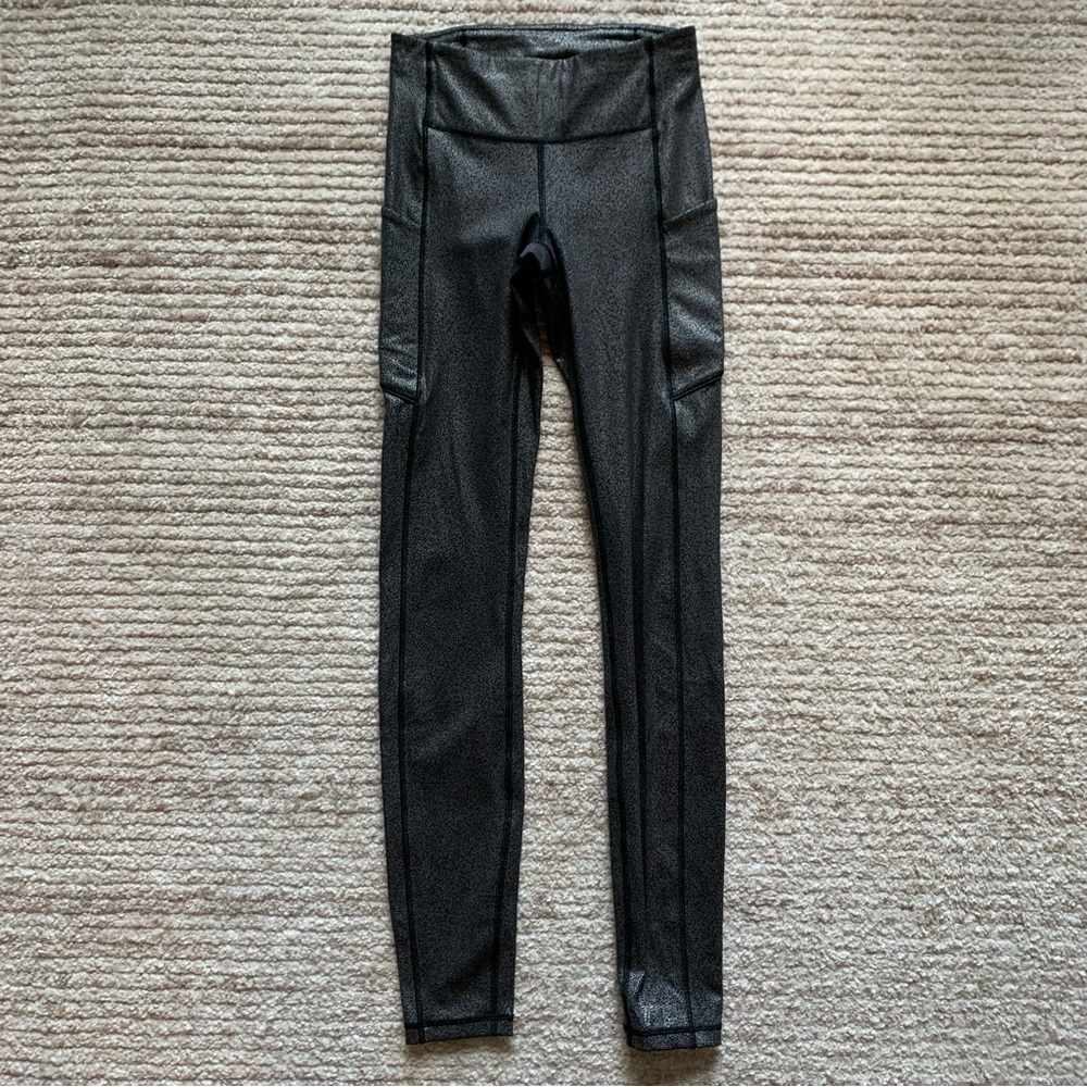 Lululemon Speed Up Tight Foil 28” Grey Silver Size 2